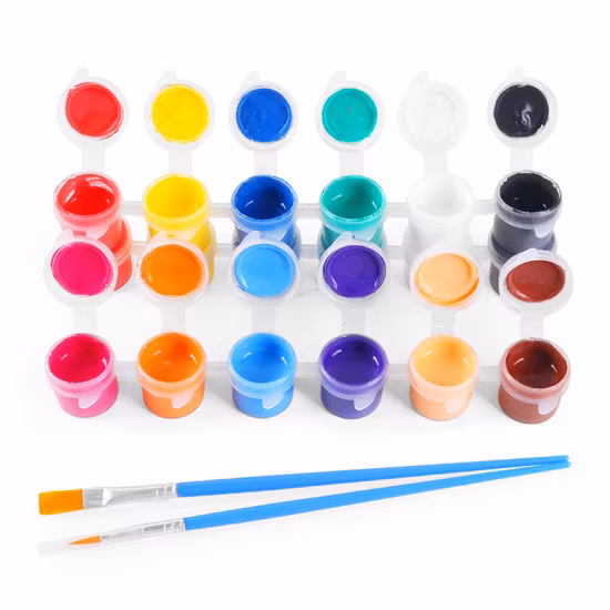  고품질 아크릴 물감, 12가지 색상, 어린이용 브러시가 포함된 페인트 스트립.  12 스트립 포트 2 3 5ml 아크릴 페인트 세트(브러쉬 포함)